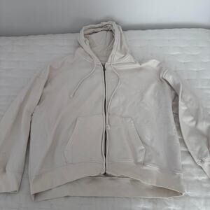 Cream American Eagle Zip Up Hoodie - Size M